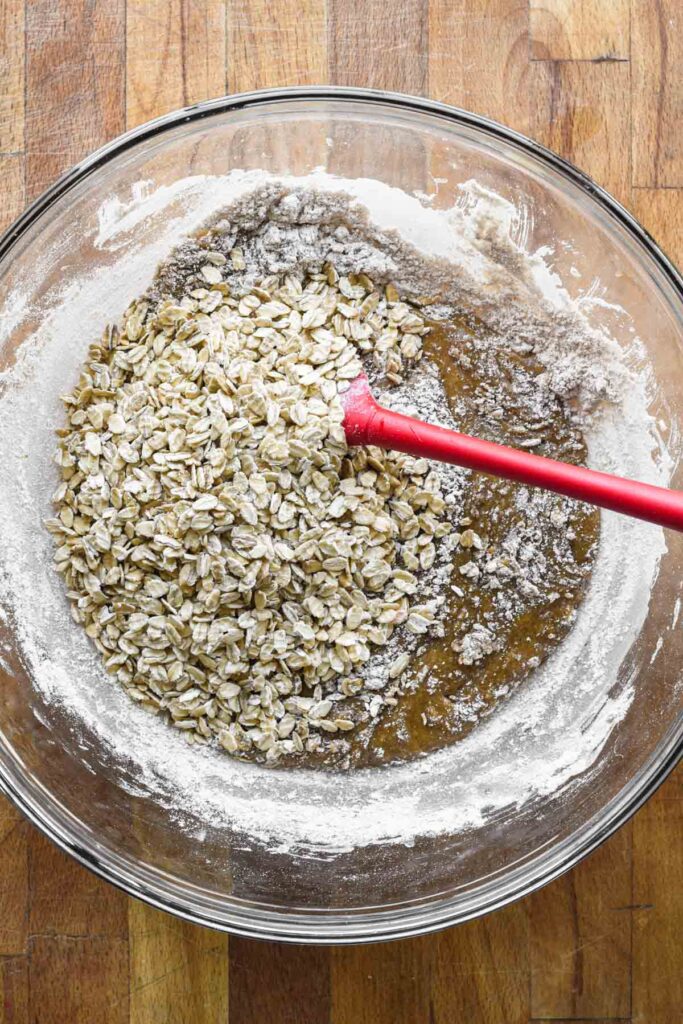 Folding in the oats.