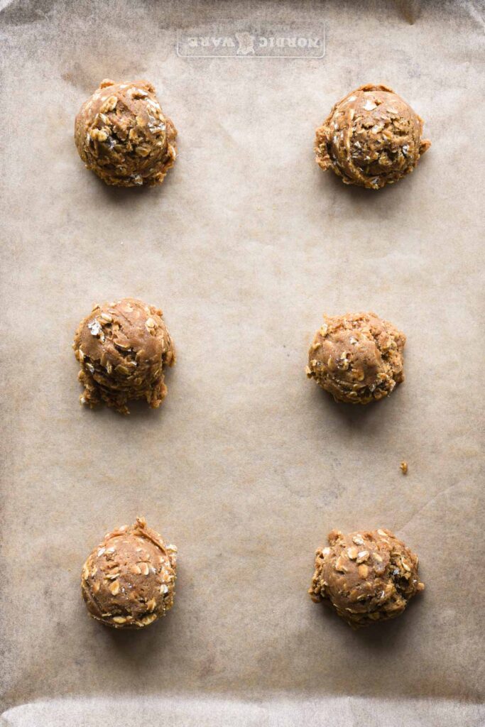 Scooped dough onto a prepared baking sheet.