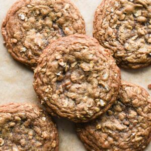 Close up of fresh baked cookies.