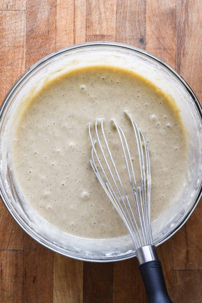 Dry ingredients mixed into the batter.