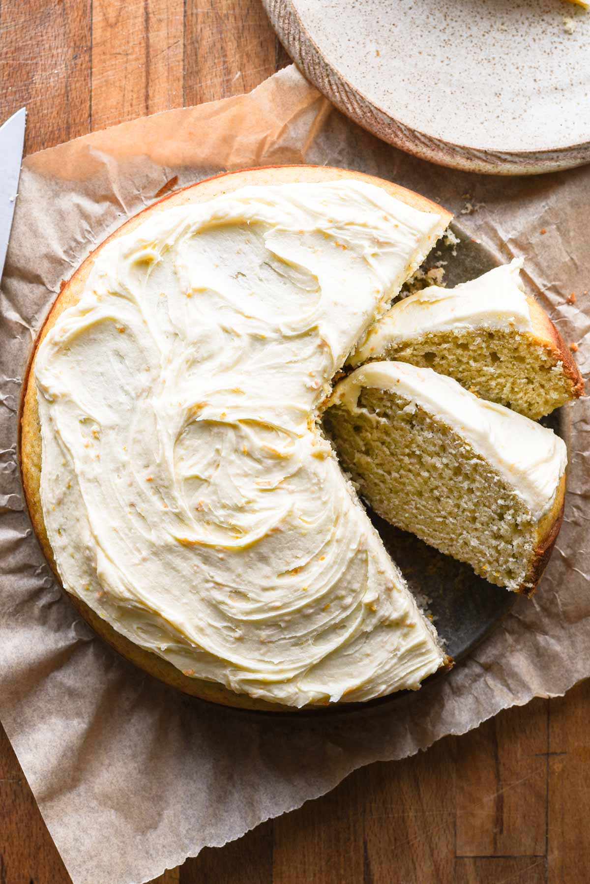 Finished cardamom cake sliced.