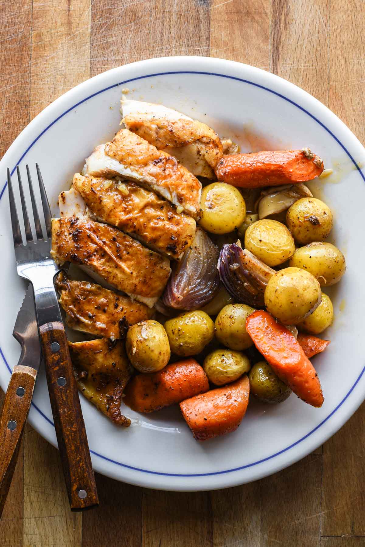 Dutch oven chicken served on a plate.