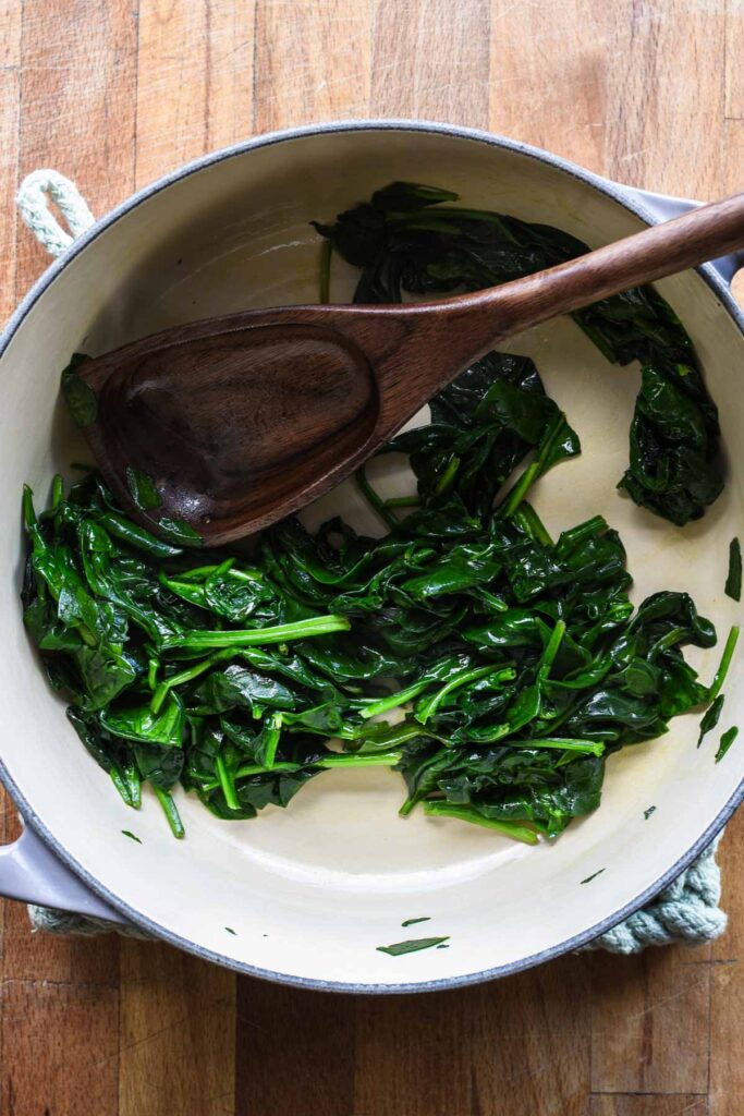 Cooked spinach.