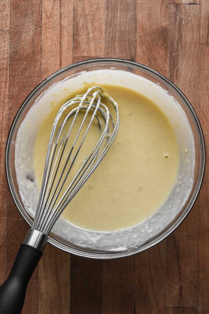Wet batter ingredients mixed together.