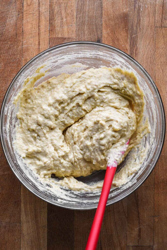 Dry batter ingredients folded in.