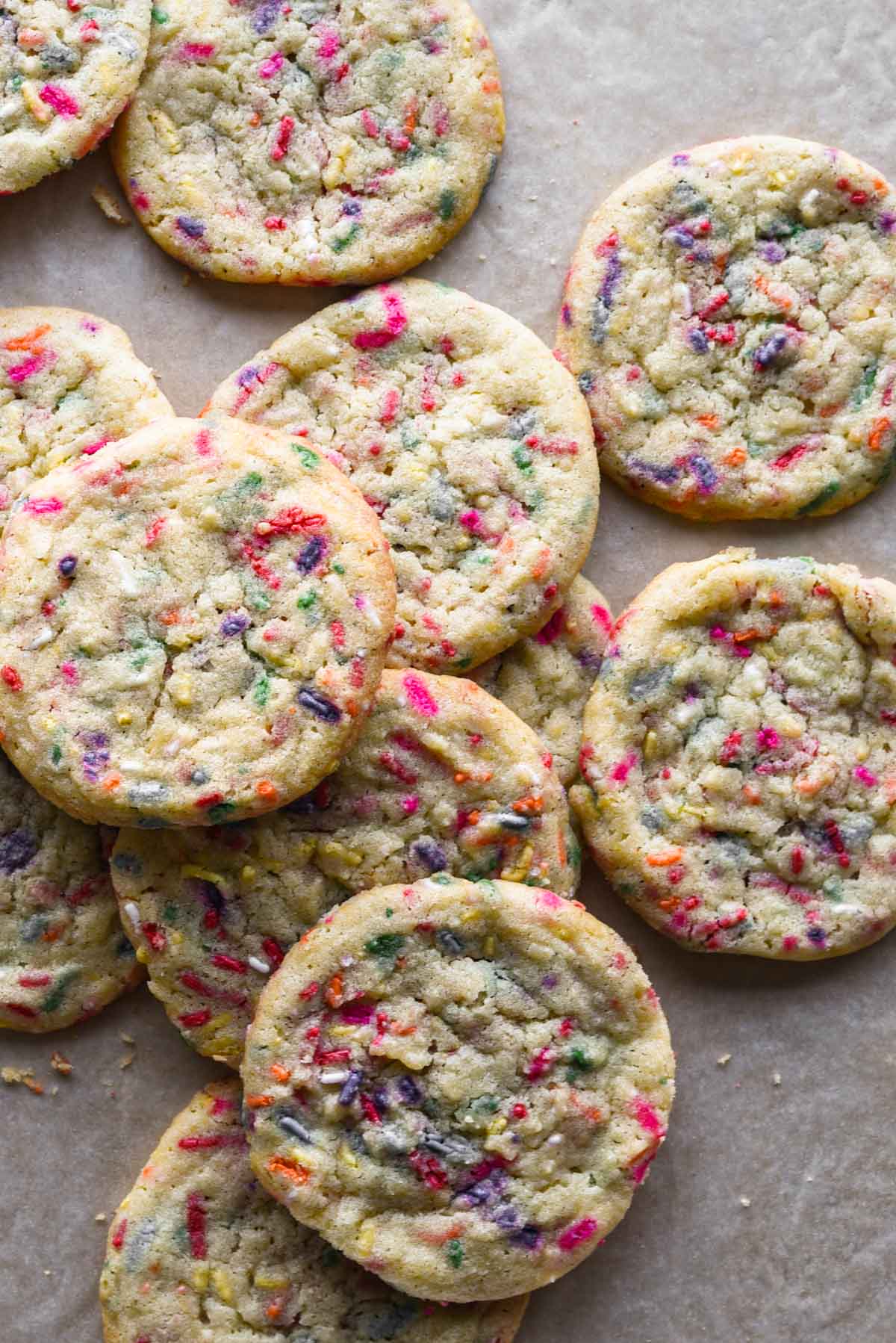 Freshly baked sprinkle cookies.
