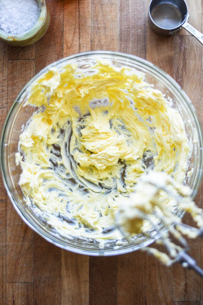 Butter whipped in a bowl.