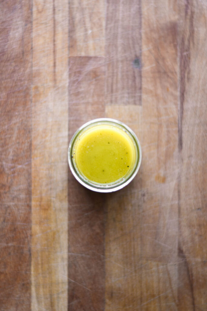 Vinaigrette in a jar.