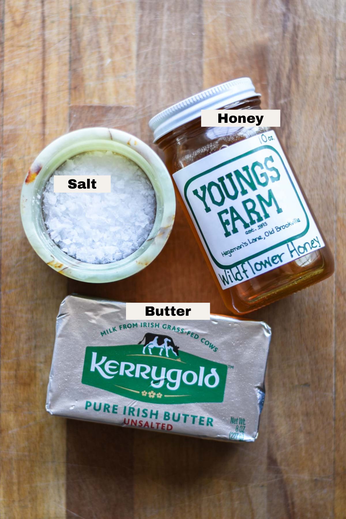 Ingredients for whipped honey butter.